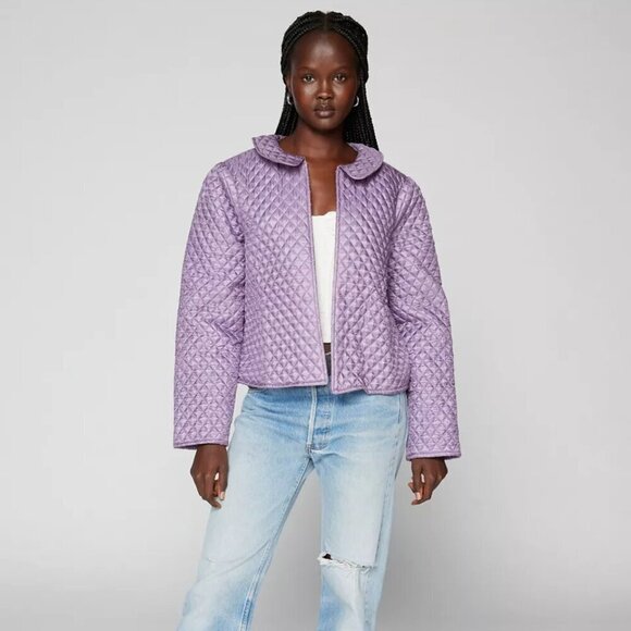 NWT UO Kimchi Blue Trinity Satin Quilted Purple Jacket - Picture 5 of 5